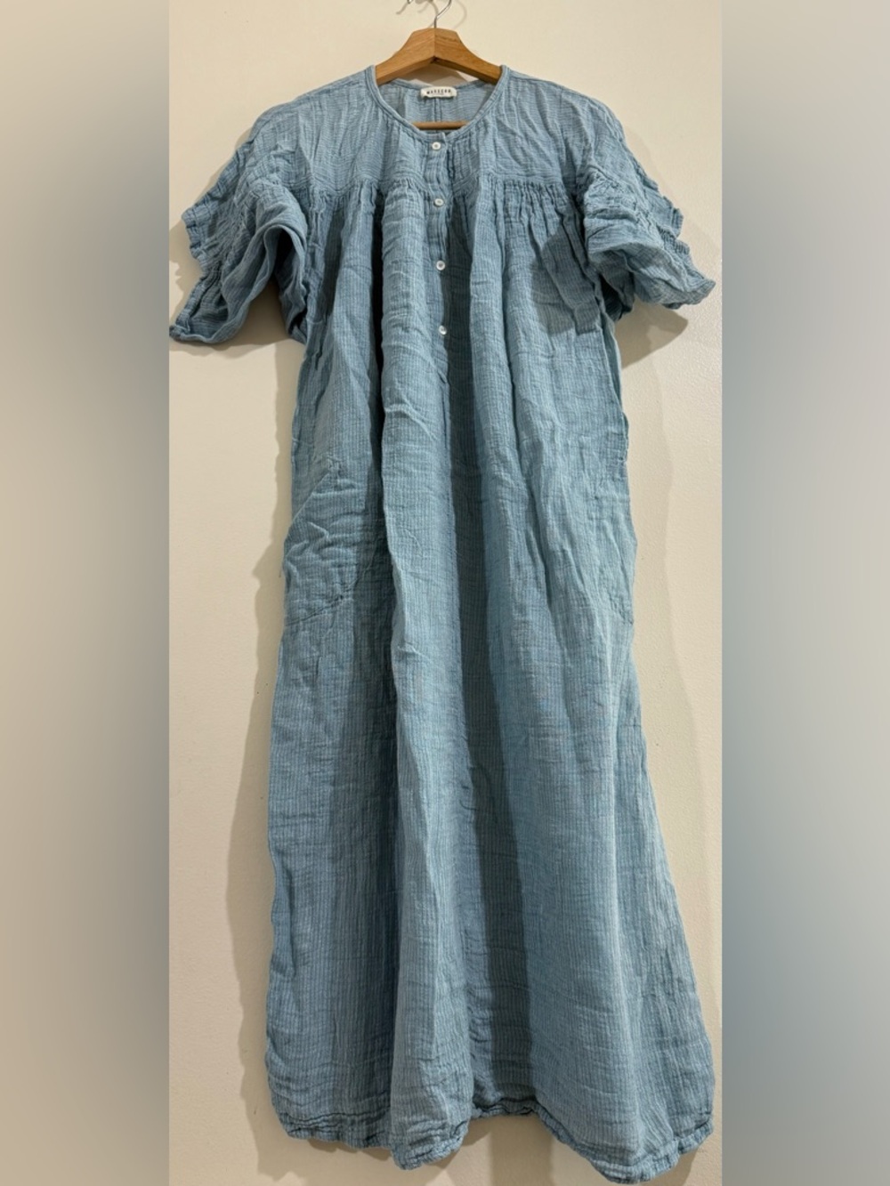 MASSCOB

LA CORUÑA Calm Blue Gauze Button-Front Maxi Dress